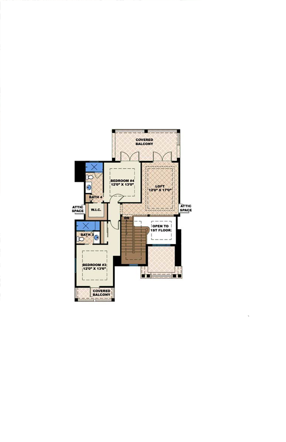 Floor Plan Second Story of Coastal Plan #175-1227