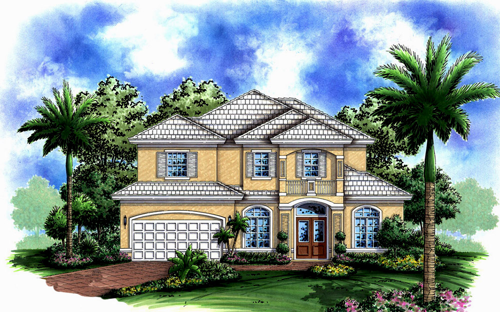 Front elevation of Coastal home (ThePlanCollection: House Plan #175-1228)