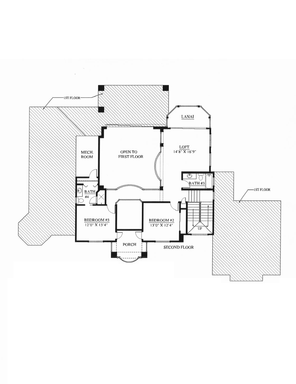 Floor Plan Second Story of Mediterranean Plan #175-1231