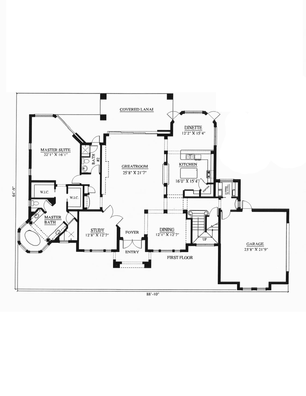 Floor Plan First Story of Mediterranean Plan #175-1231