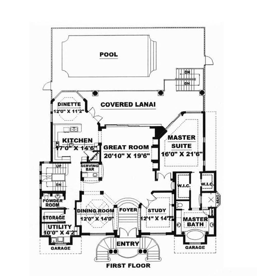 Floor Plan First Story of Mediterranean Plan #175-1233