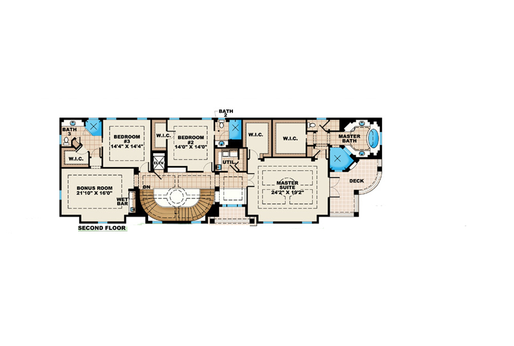 Floor Plan Second Story of Coastal Plan #175-1234