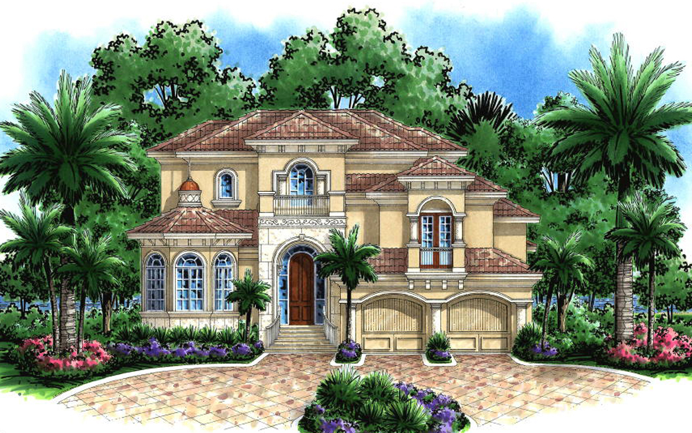 Front elevation of Coastal home (ThePlanCollection: House Plan #175-1236)