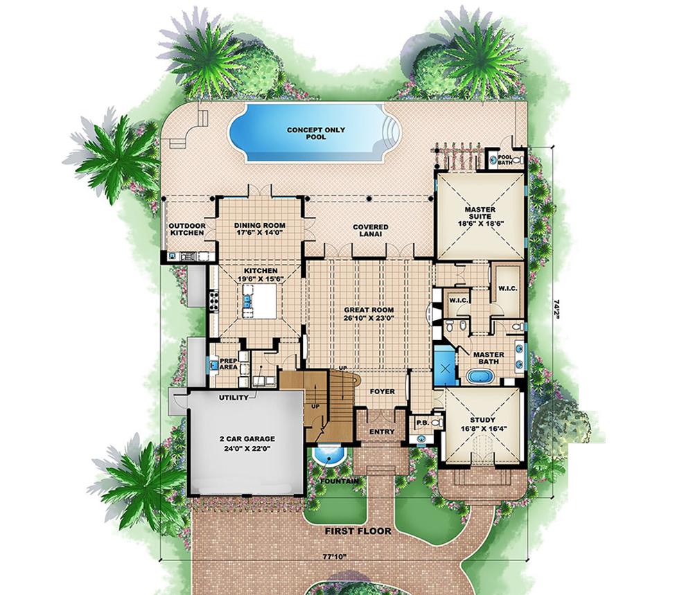 Floor Plan First Story of Colonial Plan #175-1237