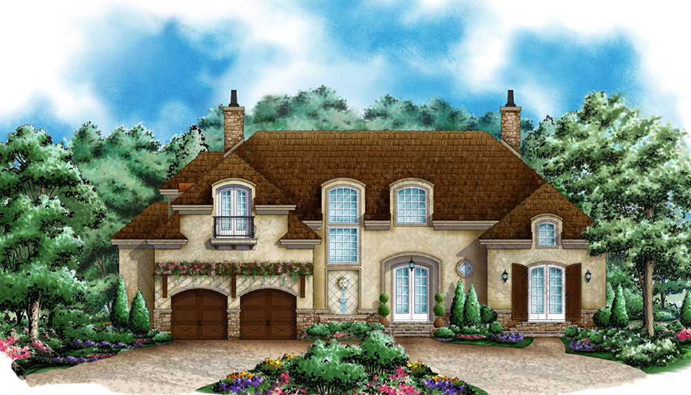 Front elevation of Colonial home (ThePlanCollection: House Plan #175-1237)