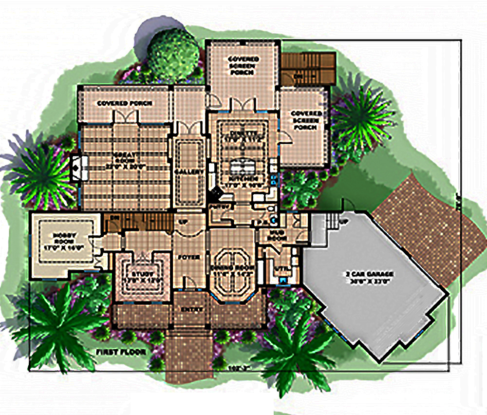 Floor Plan First Story of Coastal Plan #175-1238