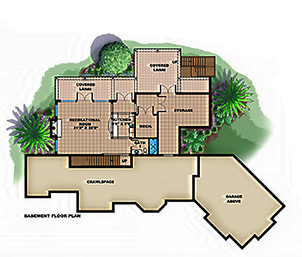 Floor Plan Basement of Coastal Plan #175-1238