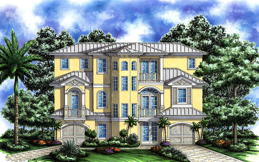 Front elevation of Coastal home (ThePlanCollection: House Plan #175-1239)