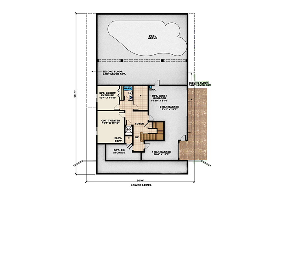 Floor Plan Basement of Coastal Plan #175-1240