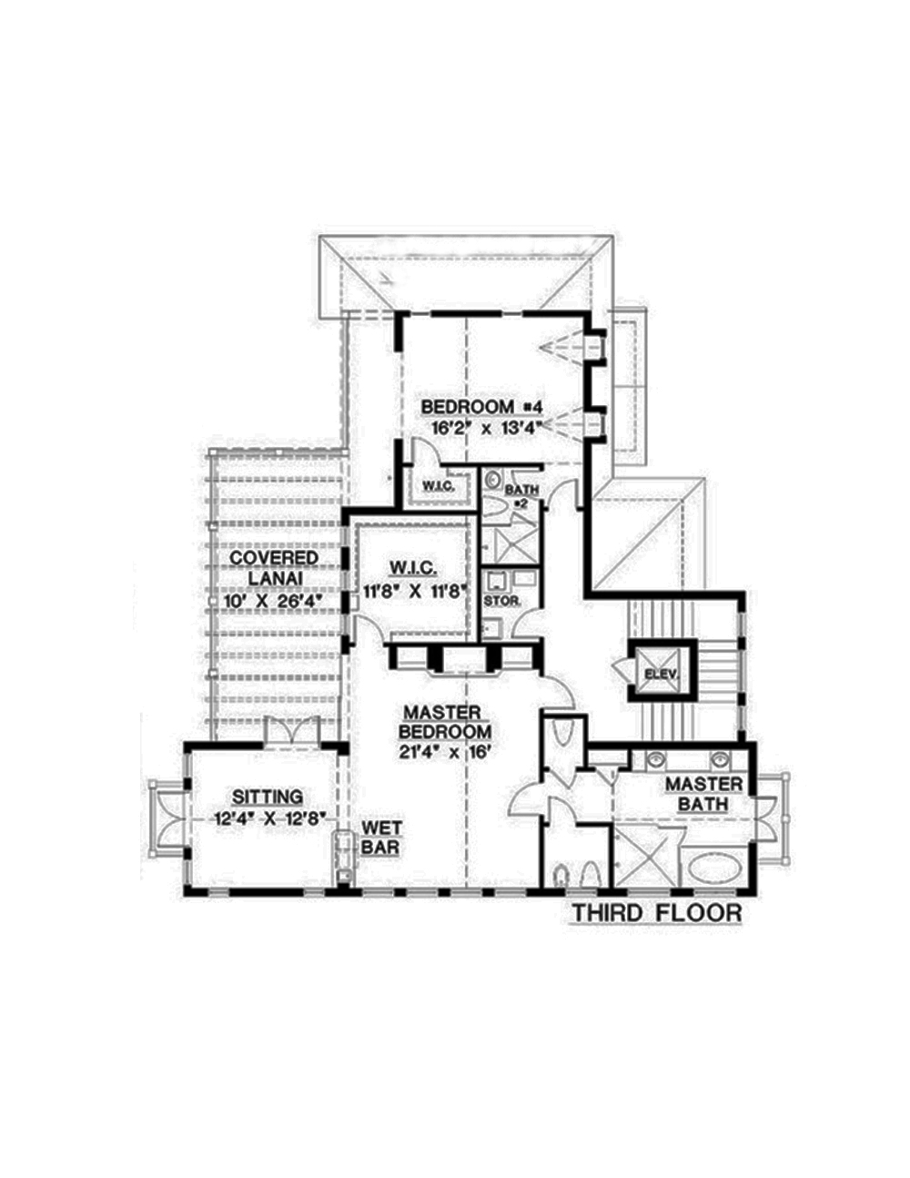 Floor Plan Third Story of Coastal Plan #175-1241