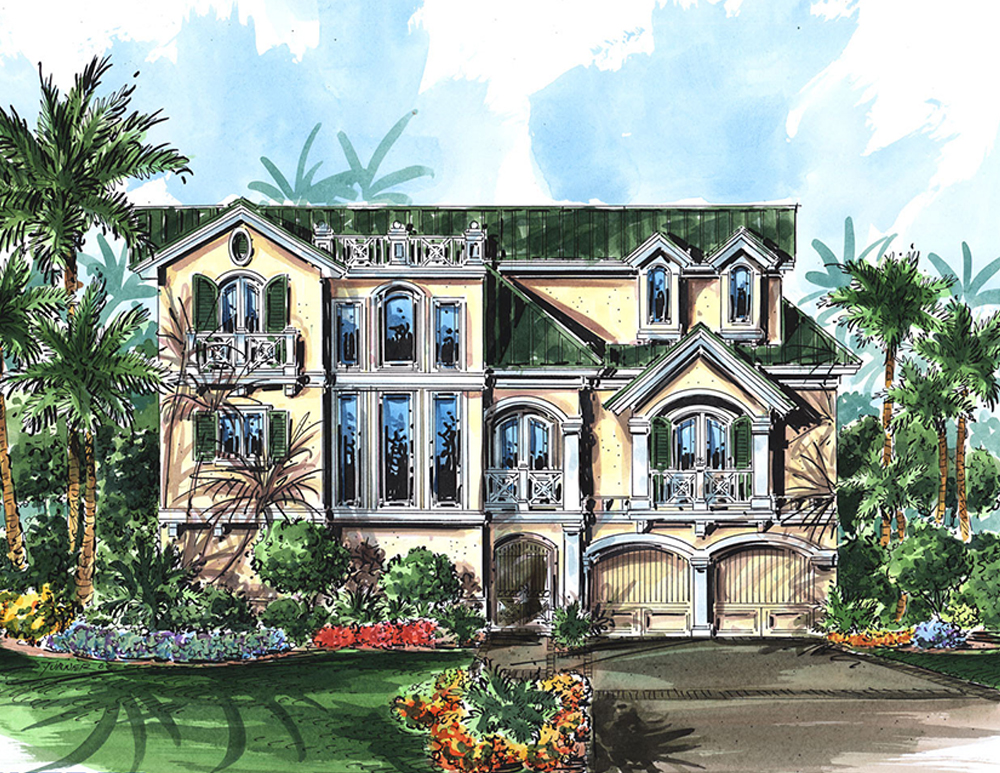 Front elevation of Coastal home (ThePlanCollection: House Plan #175-1241)