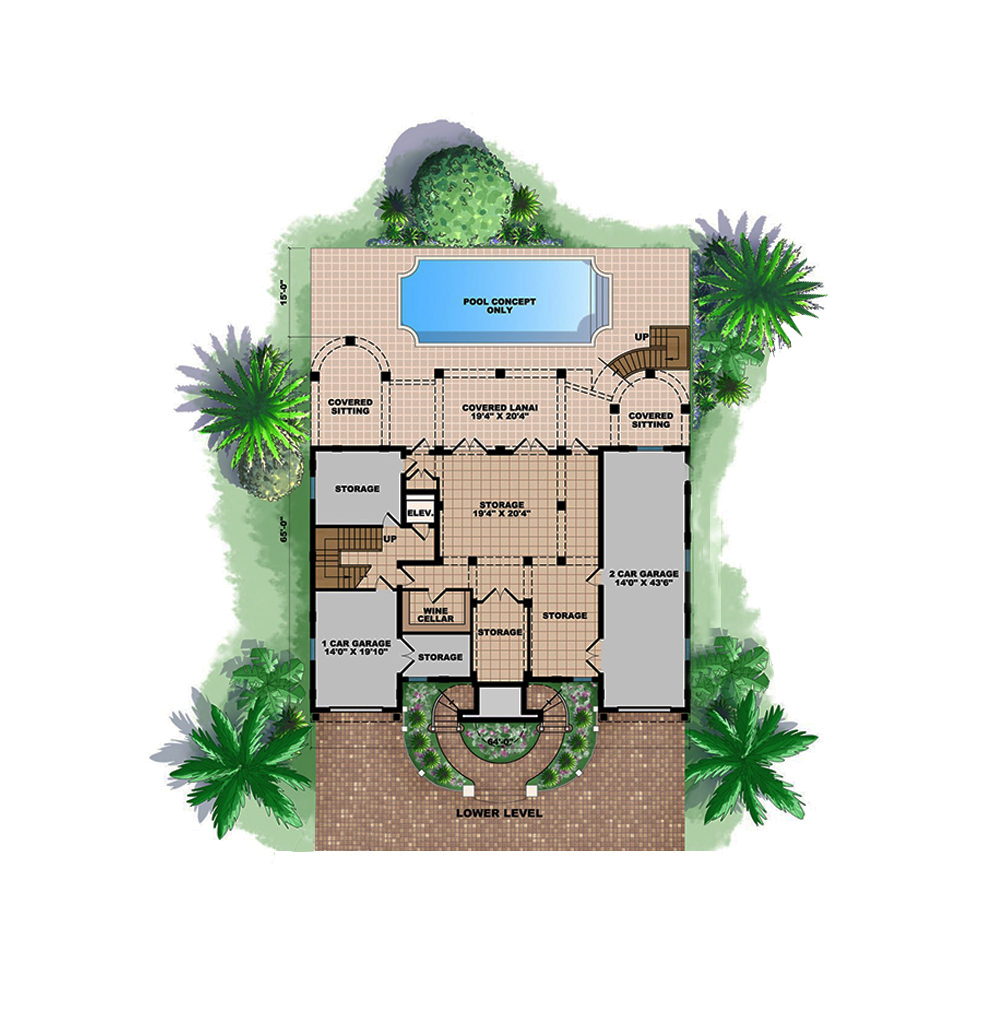 Floor Plan First Story of Mediterranean Plan #175-1242