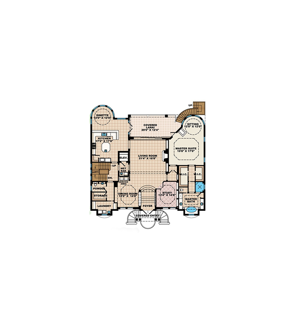Floor Plan Second Story of Mediterranean Plan #175-1242