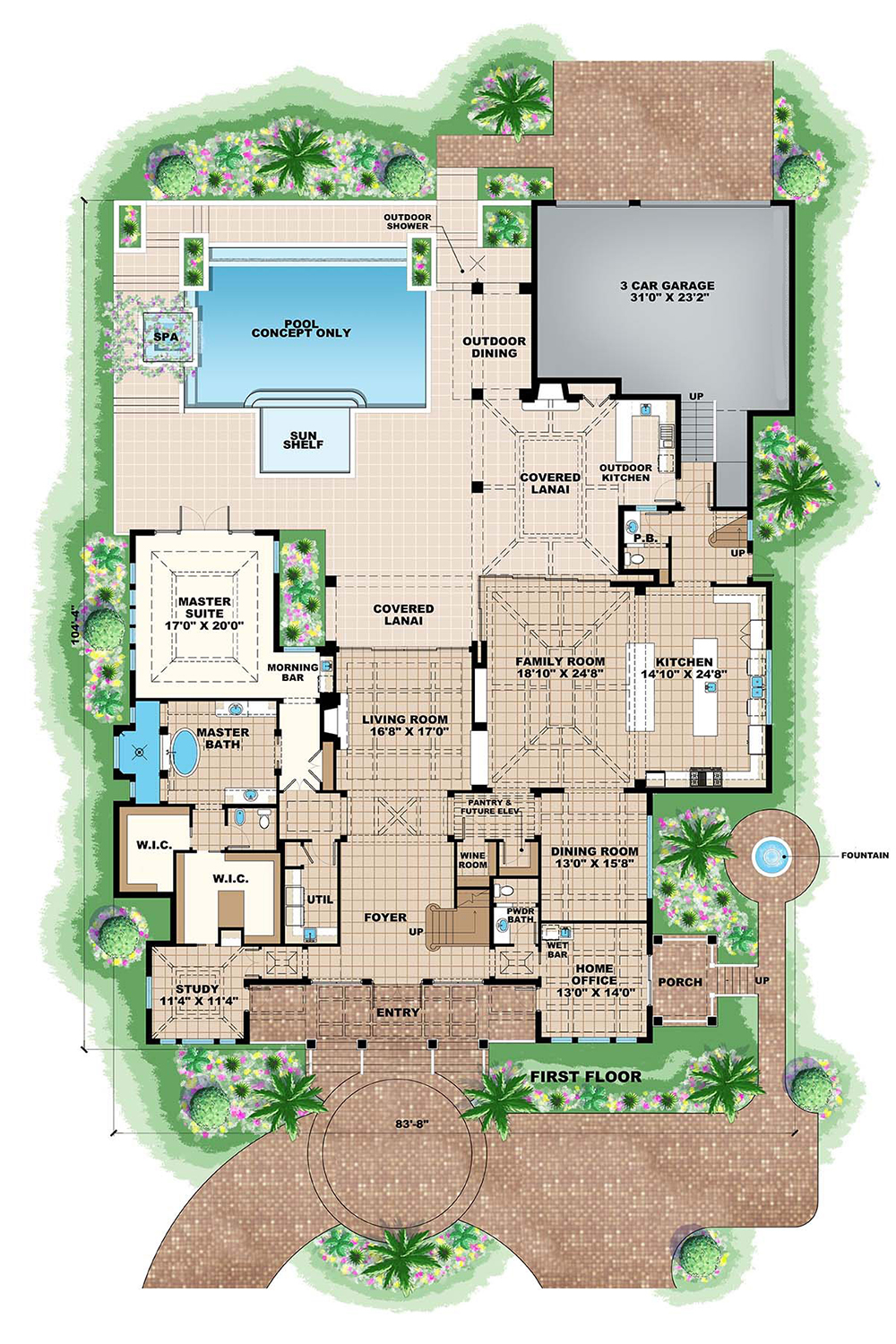 Floor Plan First Story of Coastal Plan #175-1243