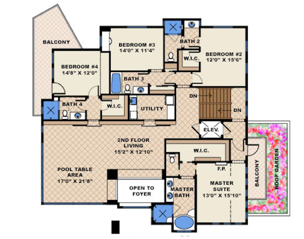 Floor Plan Second Story of Modern Plan #175-1244