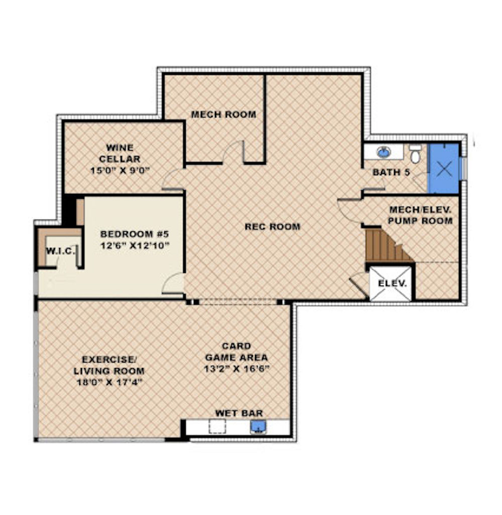 Floor Plan Basement of Modern Plan #175-1244