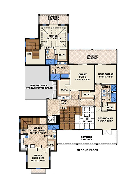 Floor Plan Second Story of Craftsman Plan #175-1246
