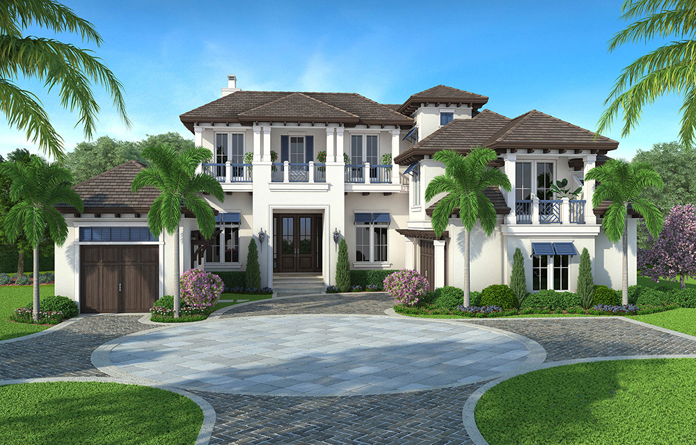 Color rendering of Craftsman home plan (ThePlanCollection: House Plan #175-1247)