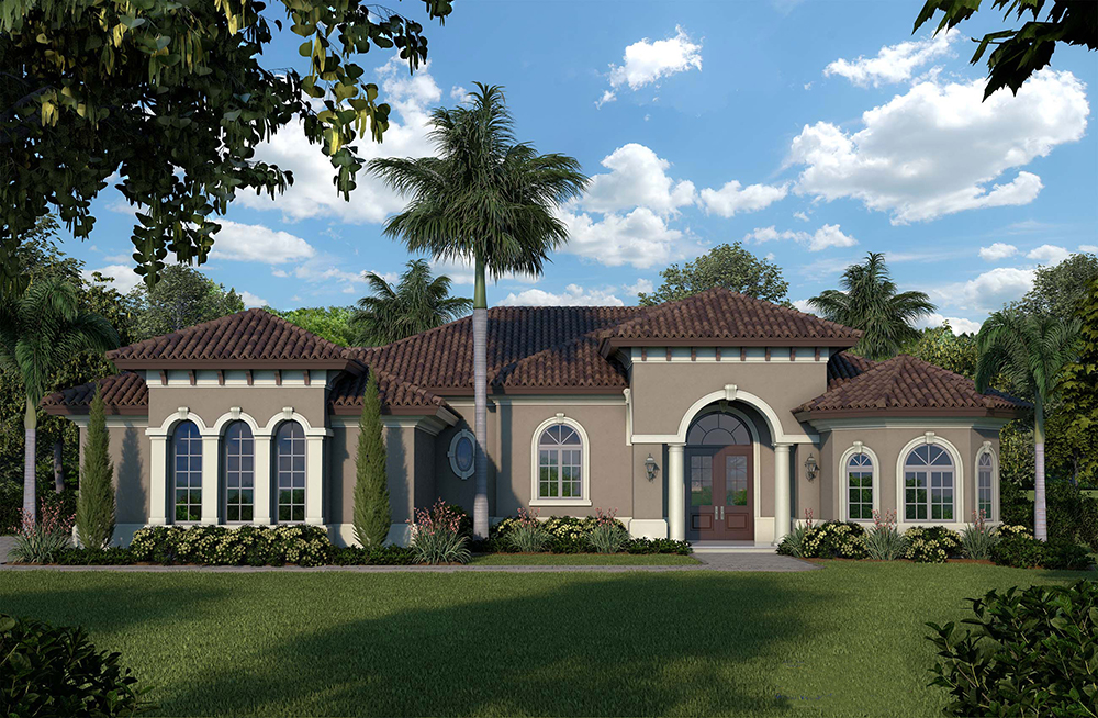 Main image of Mediterranean home plan (ThePlanCollection: House Plan #175-1249)