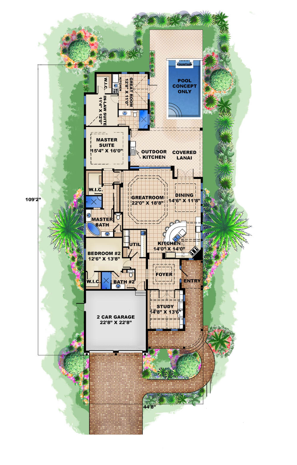 Floor Plan First Story of Coastal Plan #175-1250