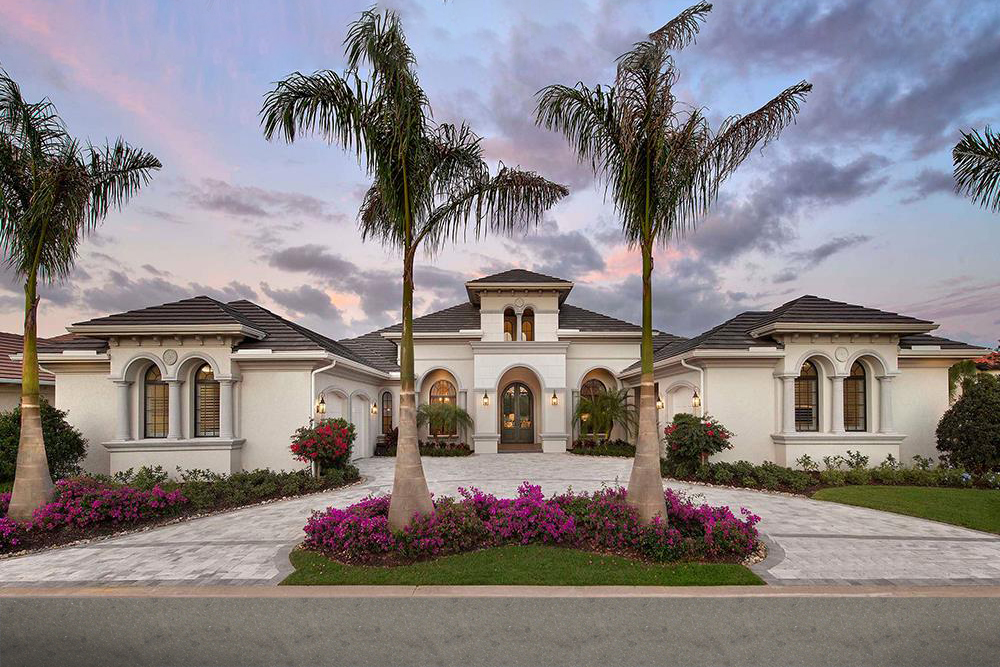 Color rendering of Mediterranean home plan (ThePlanCollection: House Plan #175-1251)