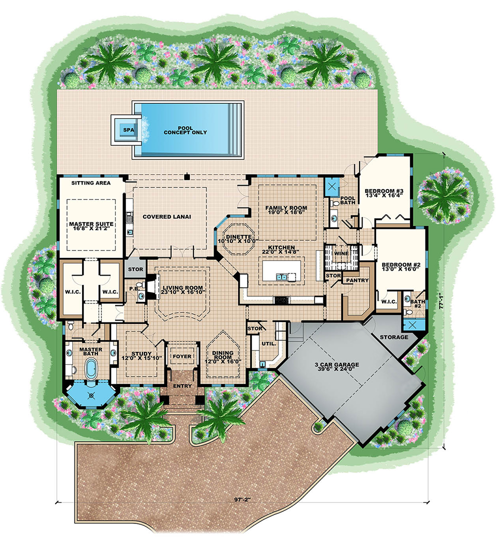 Floor Plan First Story of Traditional Plan #175-1255