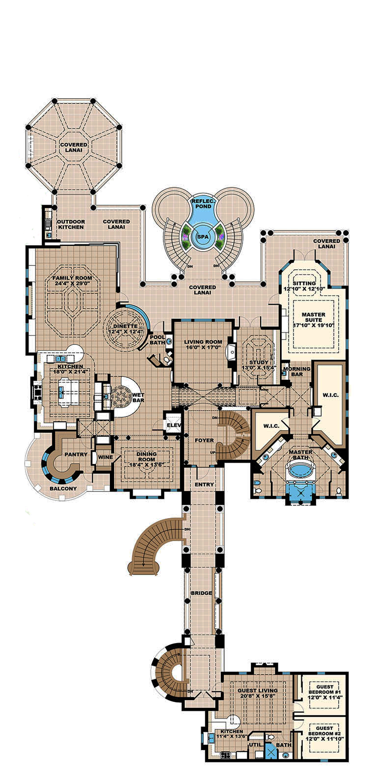 Floor Plan Second Story of Mediterranean Plan #175-1256
