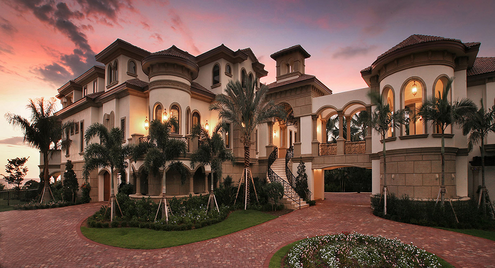 Photo-realistic rendering of Mediterranean home plan (ThePlanCollection: House Plan #175-1256)