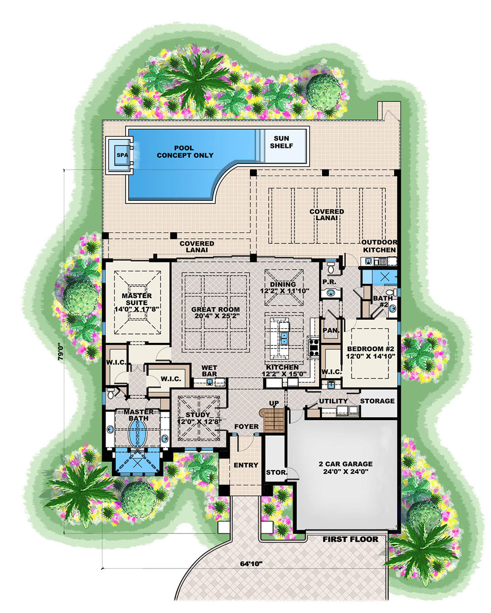 Floor Plan First Story of Mediterranean Plan #175-1257