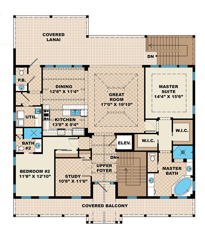 Floor Plan Second Story of Coastal Plan #175-1259