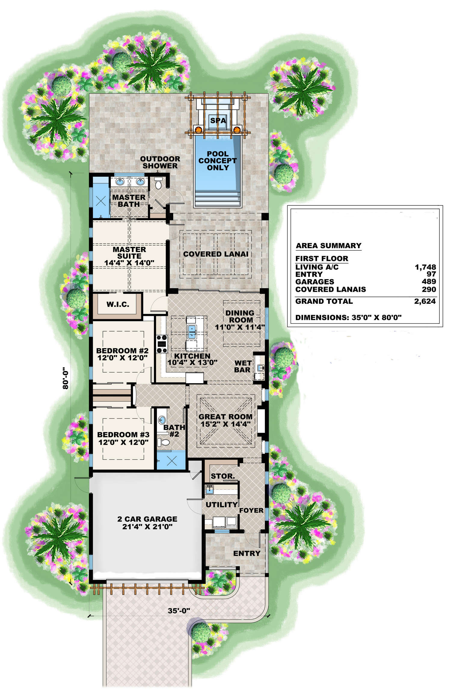 Floor Plan First Story of Coastal Plan #175-1262