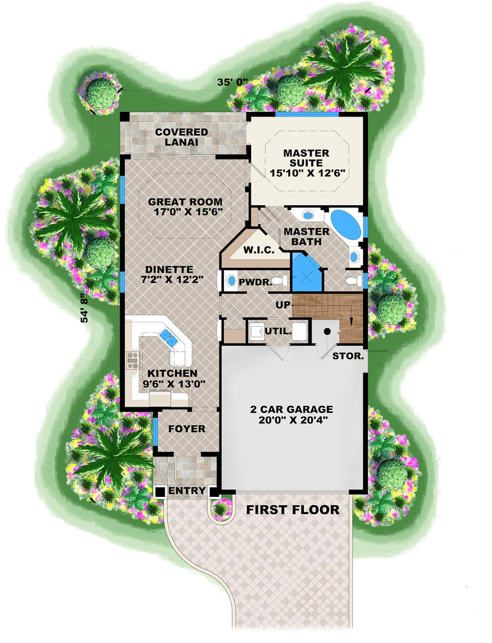 Floor Plan First Story of Mediterranean Plan #175-1263