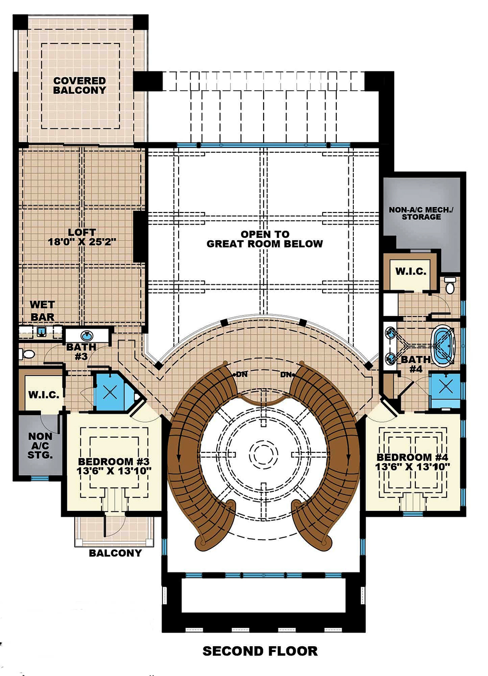 Floor Plan Second Story of French Plan #175-1264