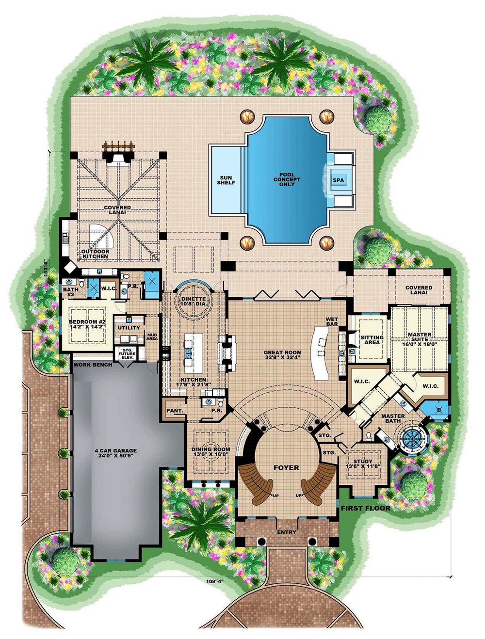 Floor Plan First Story of French Plan #175-1264