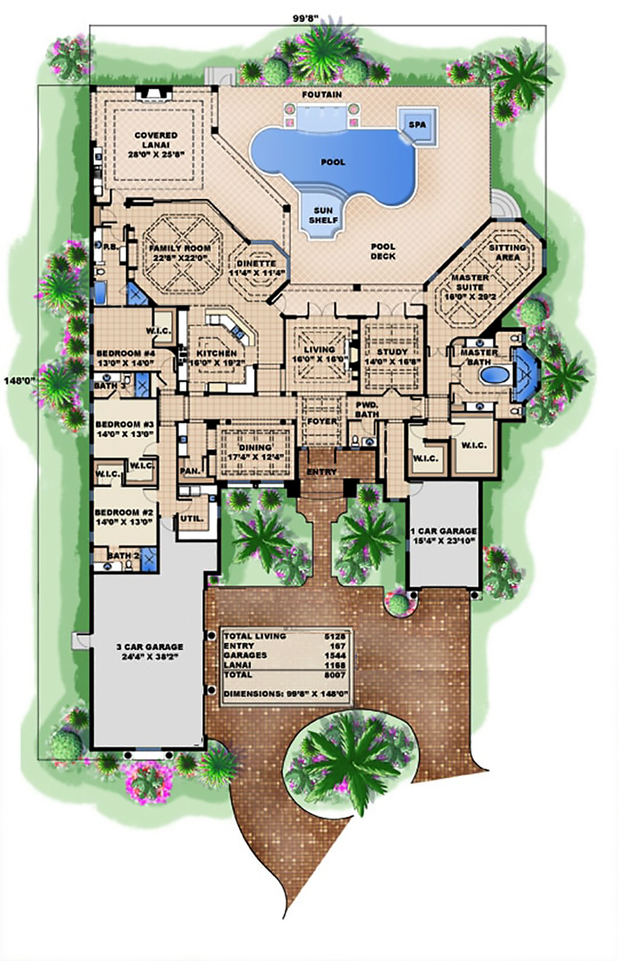 Floor Plan First Story of Mediterranean Plan #175-1265