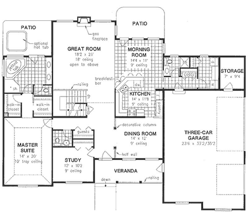 Floor Plan First Story of Country Plan #176-1000
