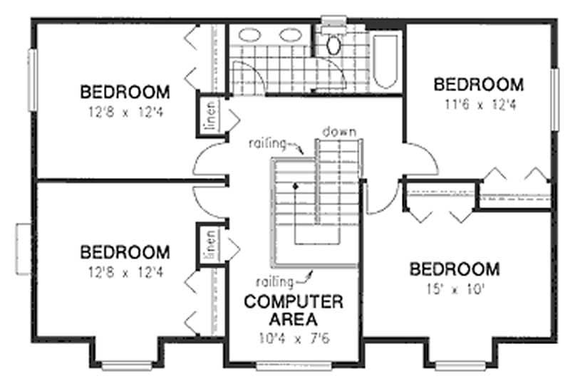 Floor Plan Second Story of Country Plan #176-1001