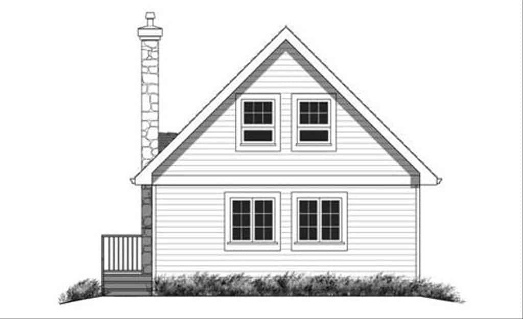 Home Plan Rear Elevation of this 2-Bedroom,1122 Sq Ft Plan -176-1003