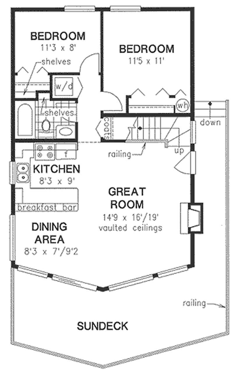 Floor Plan First Story of Log Cabin Plan #176-1003