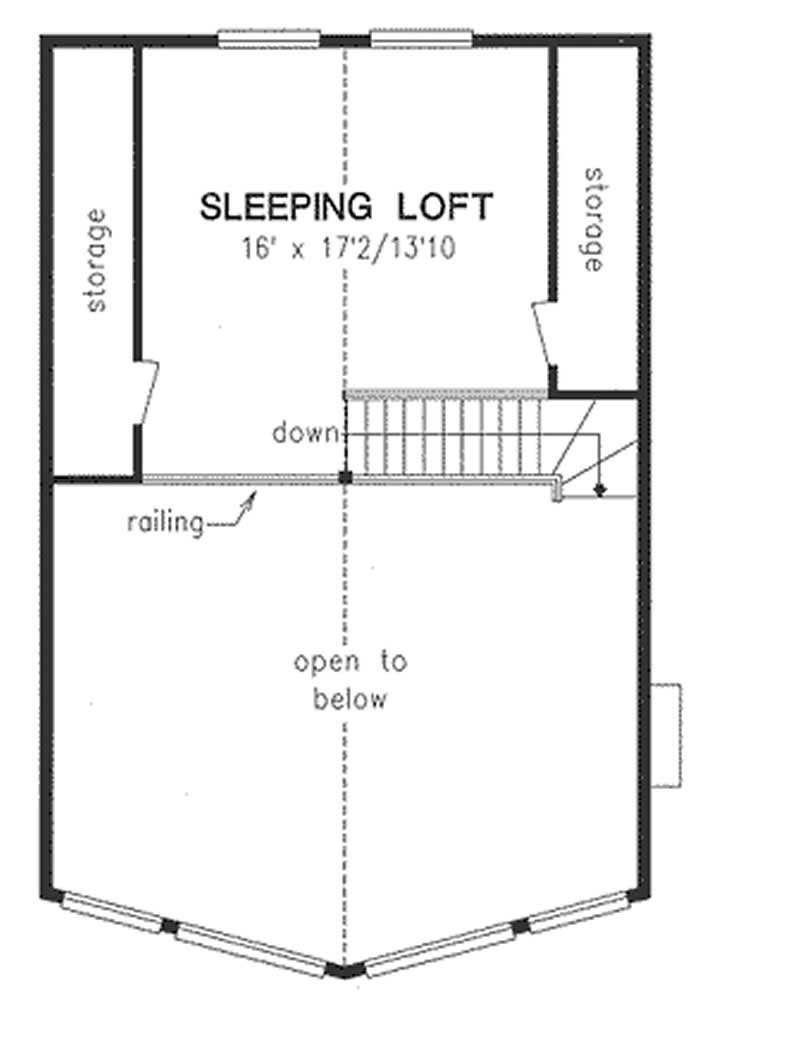 Floor Plan Second Story of Log Cabin Plan #176-1003