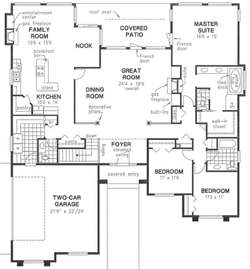 Floor Plan First Story of French Plan #176-1004