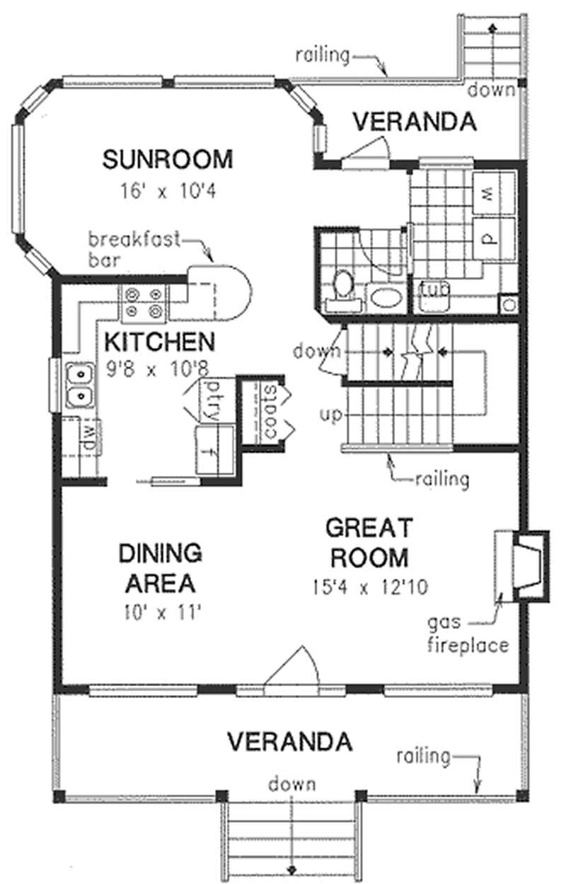 Floor Plan First Story of Country Plan #176-1006