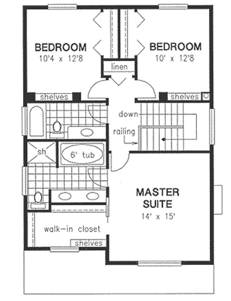 Floor Plan Second Story of Country Plan #176-1006