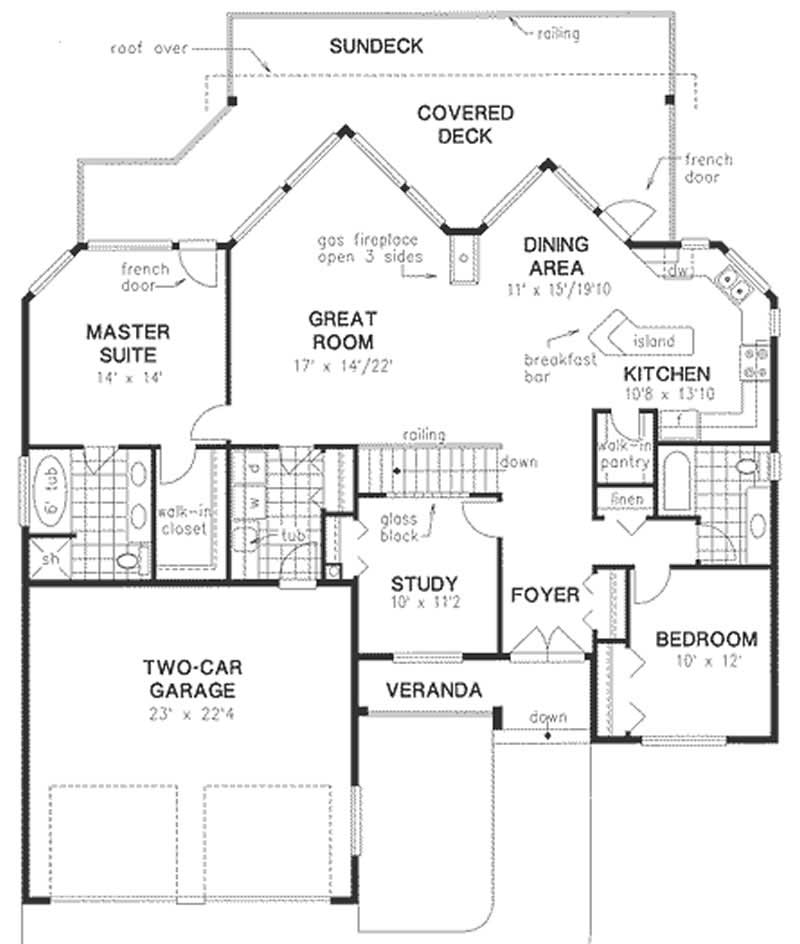 Floor Plan First Story of Country Plan #176-1007