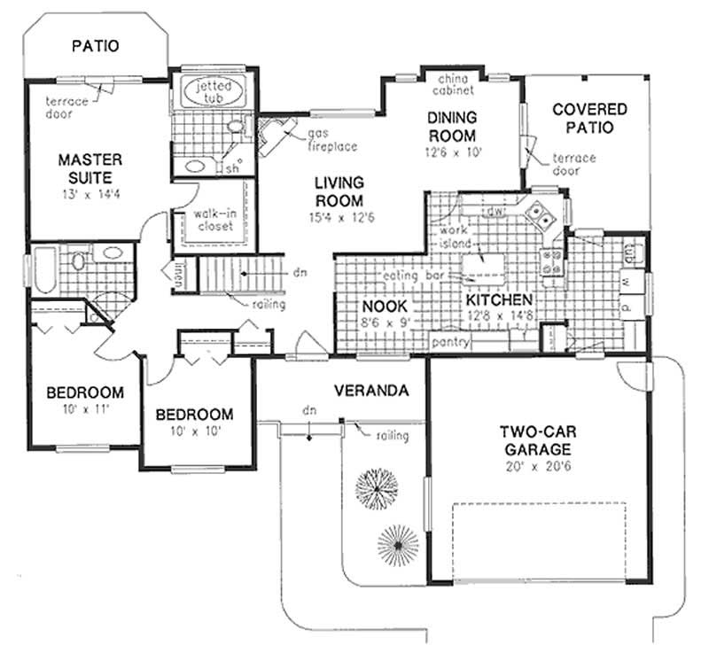 Floor Plan First Story of Country Plan #176-1008