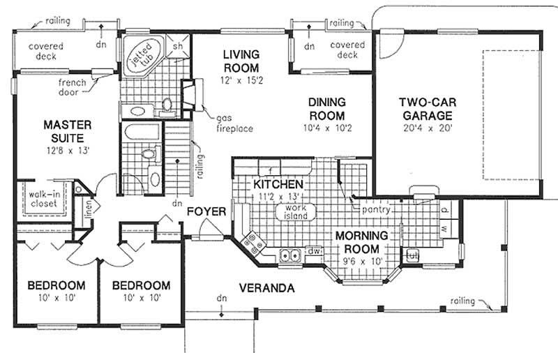 Floor Plan First Story of Ranch Plan #176-1011