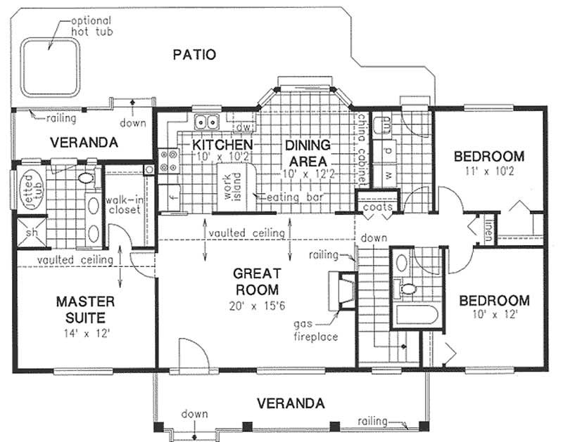 Floor Plan First Story of Country Plan #176-1012
