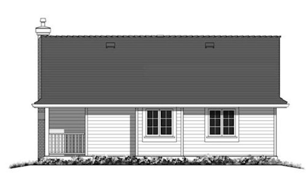 Home Plan Rear Elevation of this 2-Bedroom,925 Sq Ft Plan -176-1015