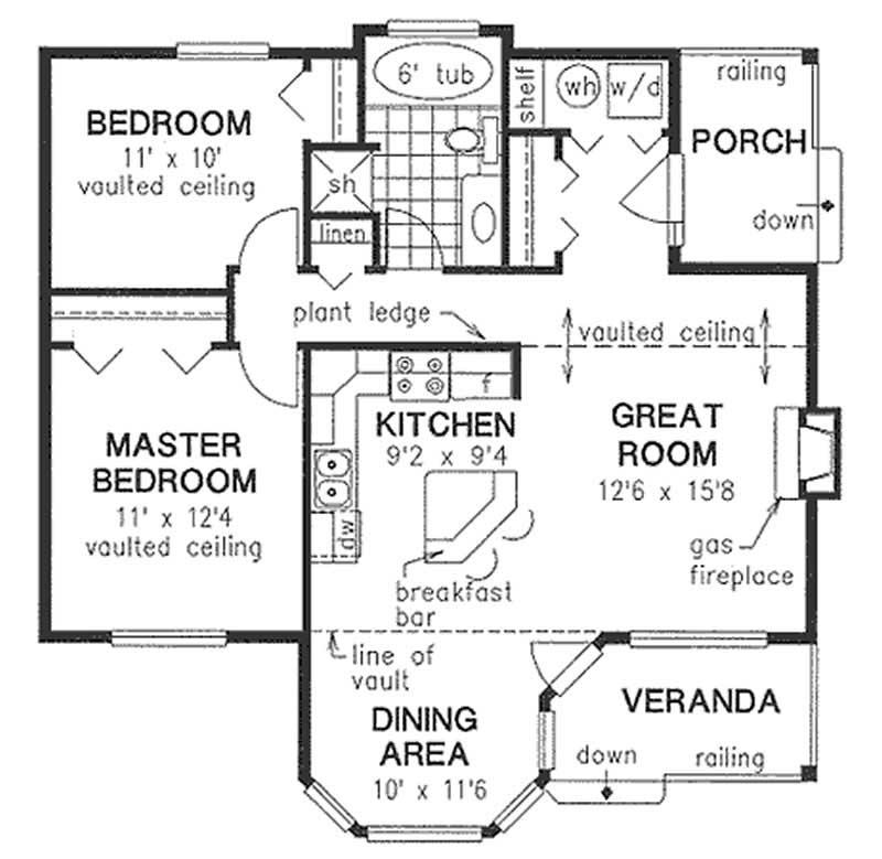 Floor Plan First Story of Country Plan #176-1015