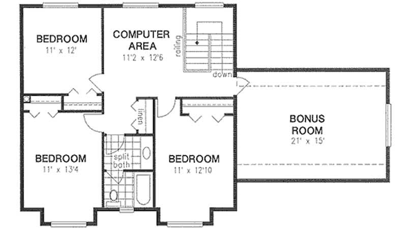 Floor Plan Second Story of Country Plan #176-1018